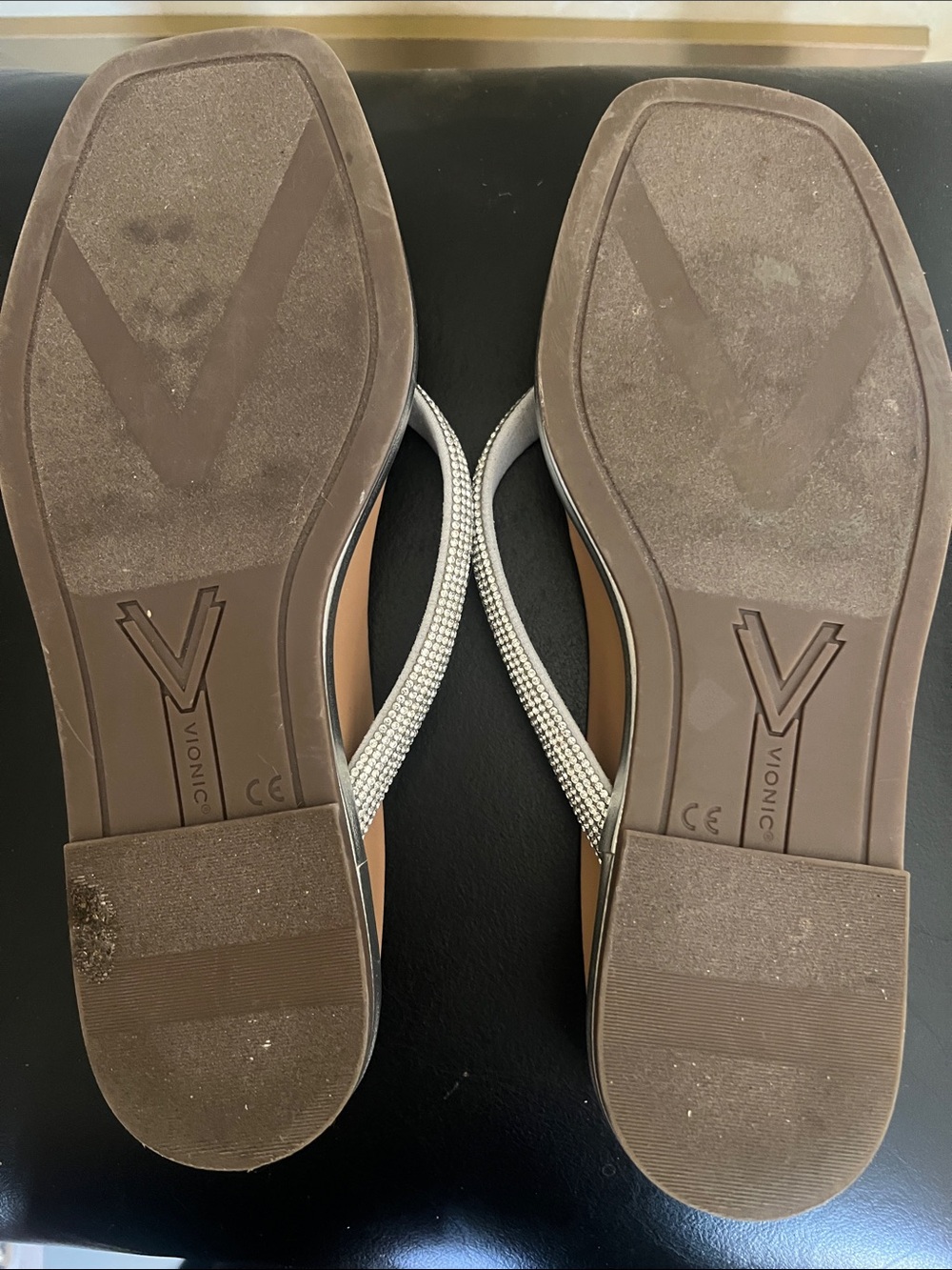Vionic Silver Rhinestone Toe-Post Sandals - Picture 3 of 5